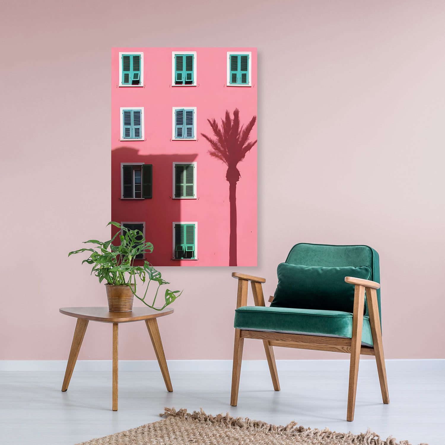 Acrylglasbild - Pink Palm Wohnbeispiel