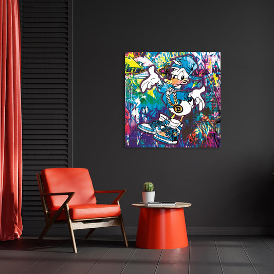 Acrylglasbild - Bitcoin Donald Wohnbeispiel