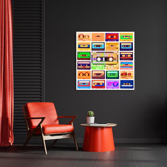 Acrylglasbild - Retro Cassettes Wohnbeispiel