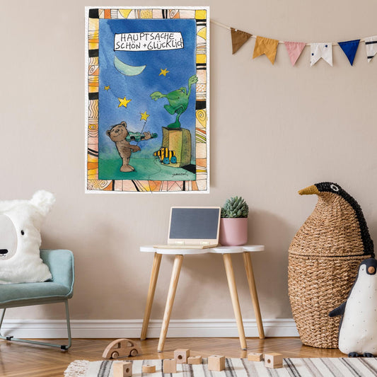 Janosch Leinwandbild - Hauptsache schön glücklich