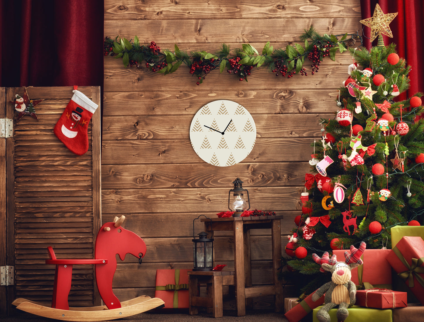 Fir Forest Acrylglas-Uhr Wohnbeispiel