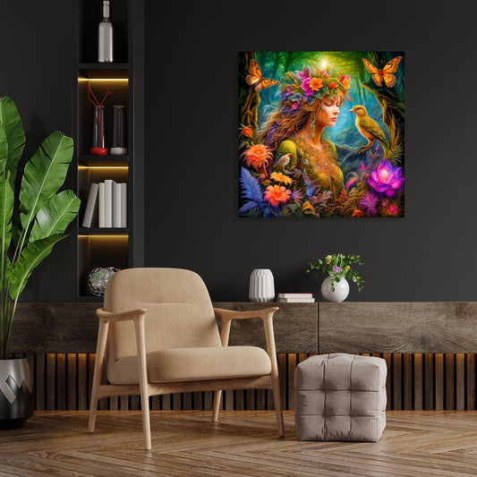 Acrylglasbild - Im Verborgenen des Zauberwaldes : wo Träume und Magie erwachen Wohnbeispiel