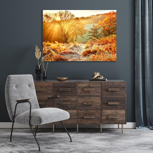 Acrylglasbild - Goldene Lichtstimmung Wohnbeispiel