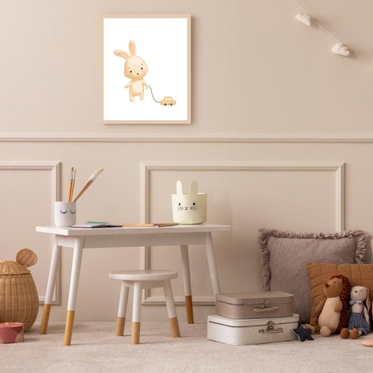 Rahmenbild - Hase mit Spielzeug