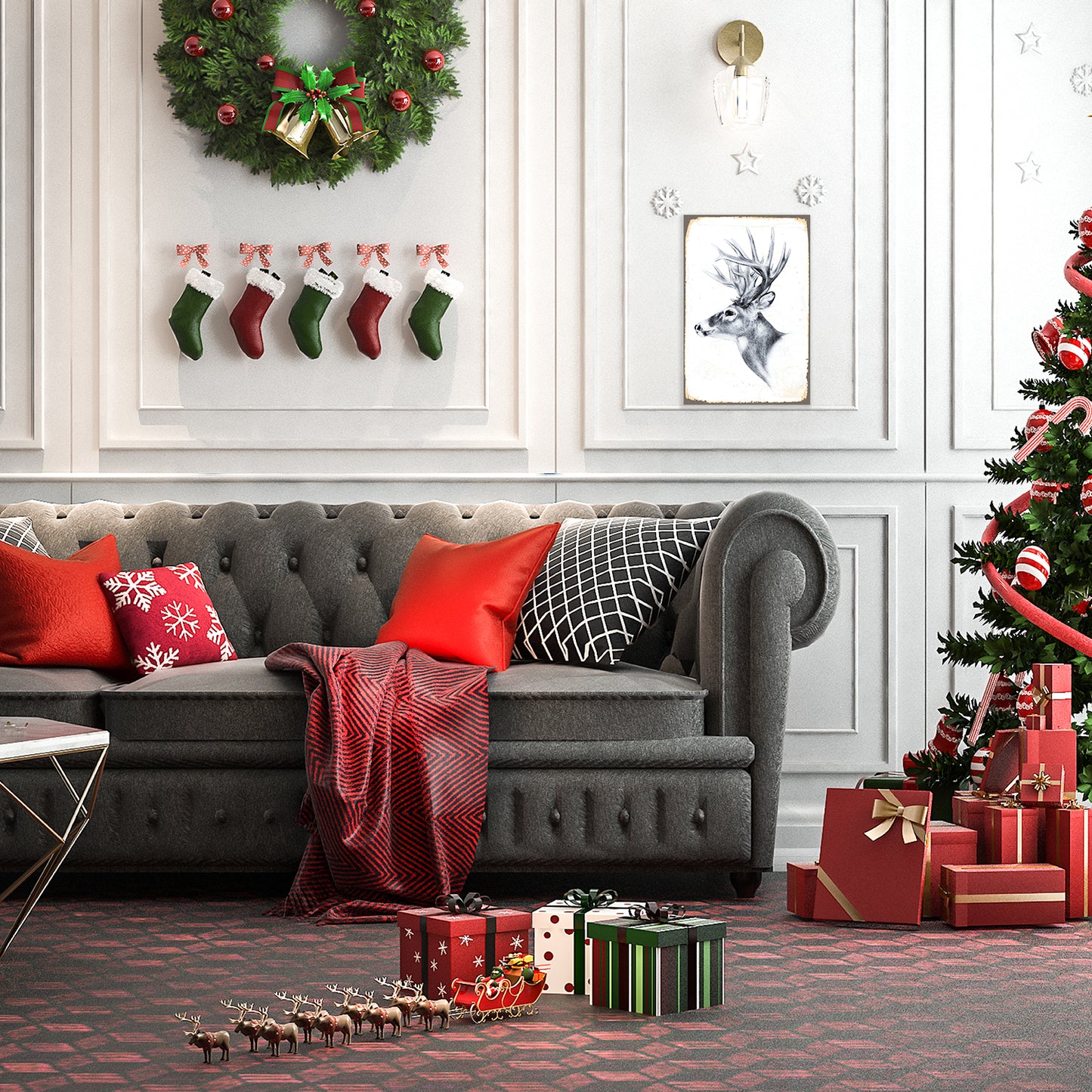 Blechschild - Christmas Deer Wohnbeispiel