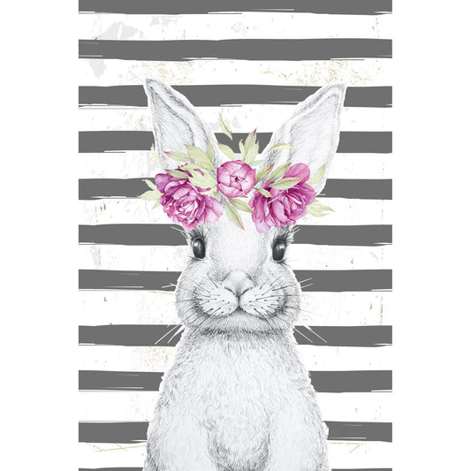 Blechschild - Rabbit Girl with stripes