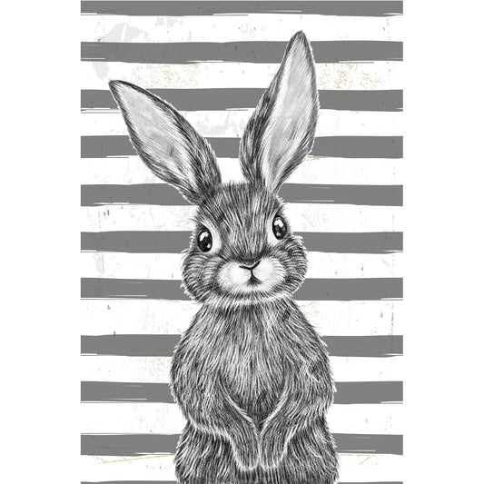 Blechschild - Black Rabbit with stripes