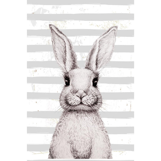Blechschild - White Rabbit with stripes