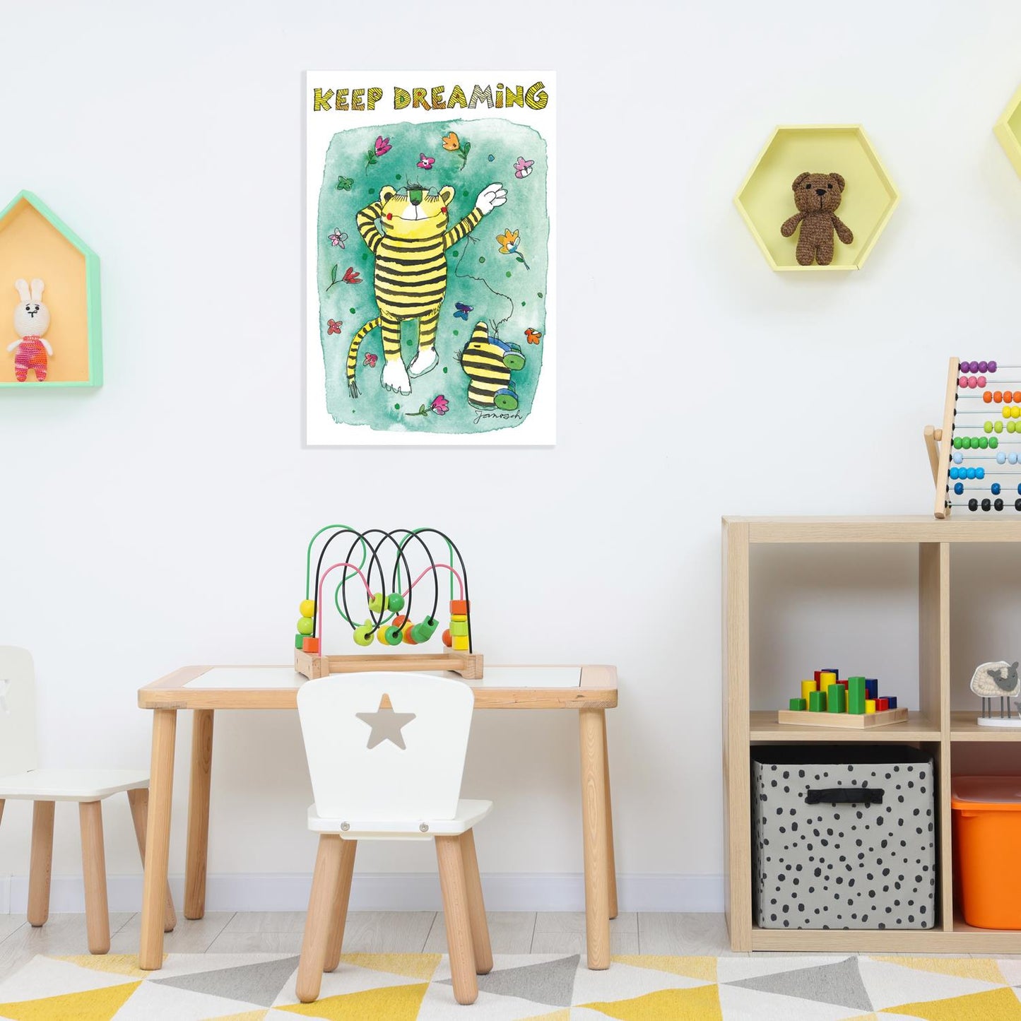 Plaque métallique Janosch - Keep Dreaming flower meadow