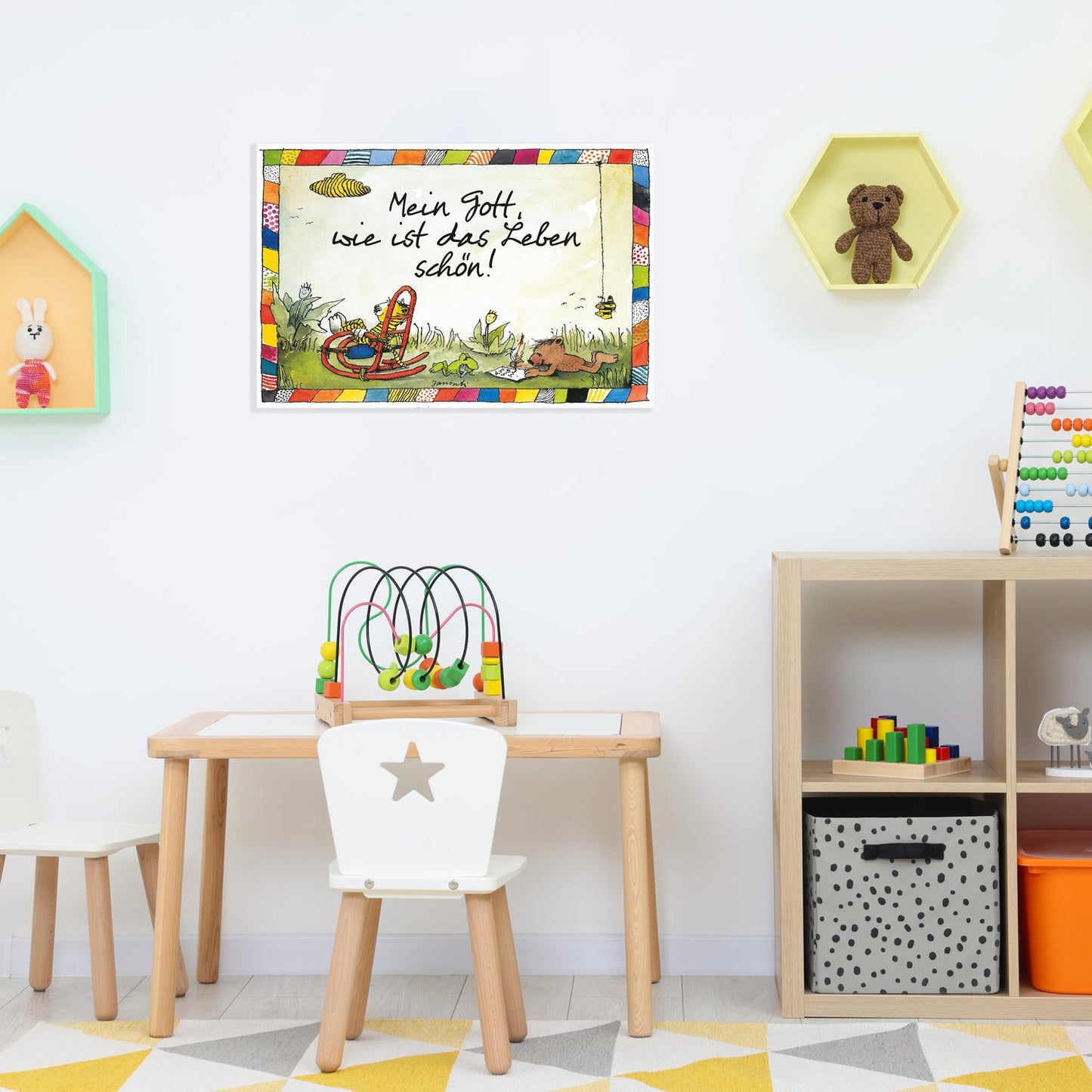 Plaque métallique Janosch - Que la vie est belle