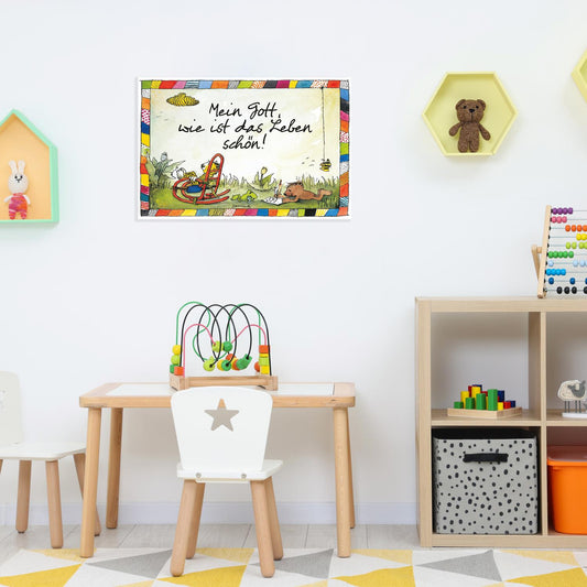 Plaque métallique Janosch - Que la vie est belle