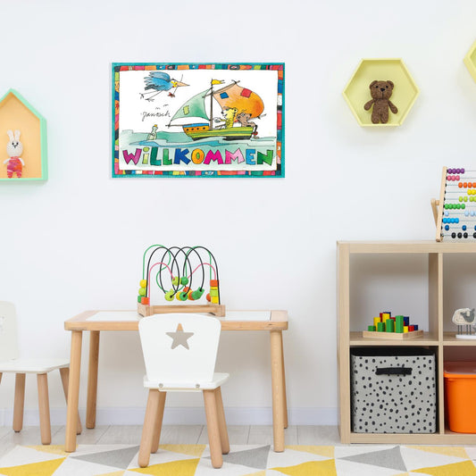 Plaque métallique Janosch - Bienvenue