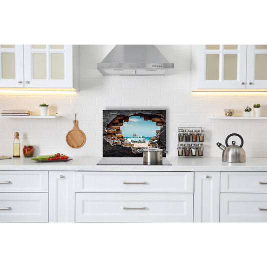 Spritzschutz - Retro Bus am Strand