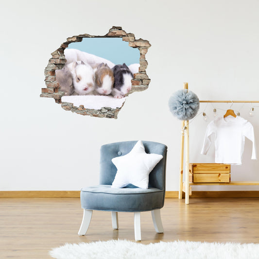 3D Wandtattoo - Kaninchenfamilie