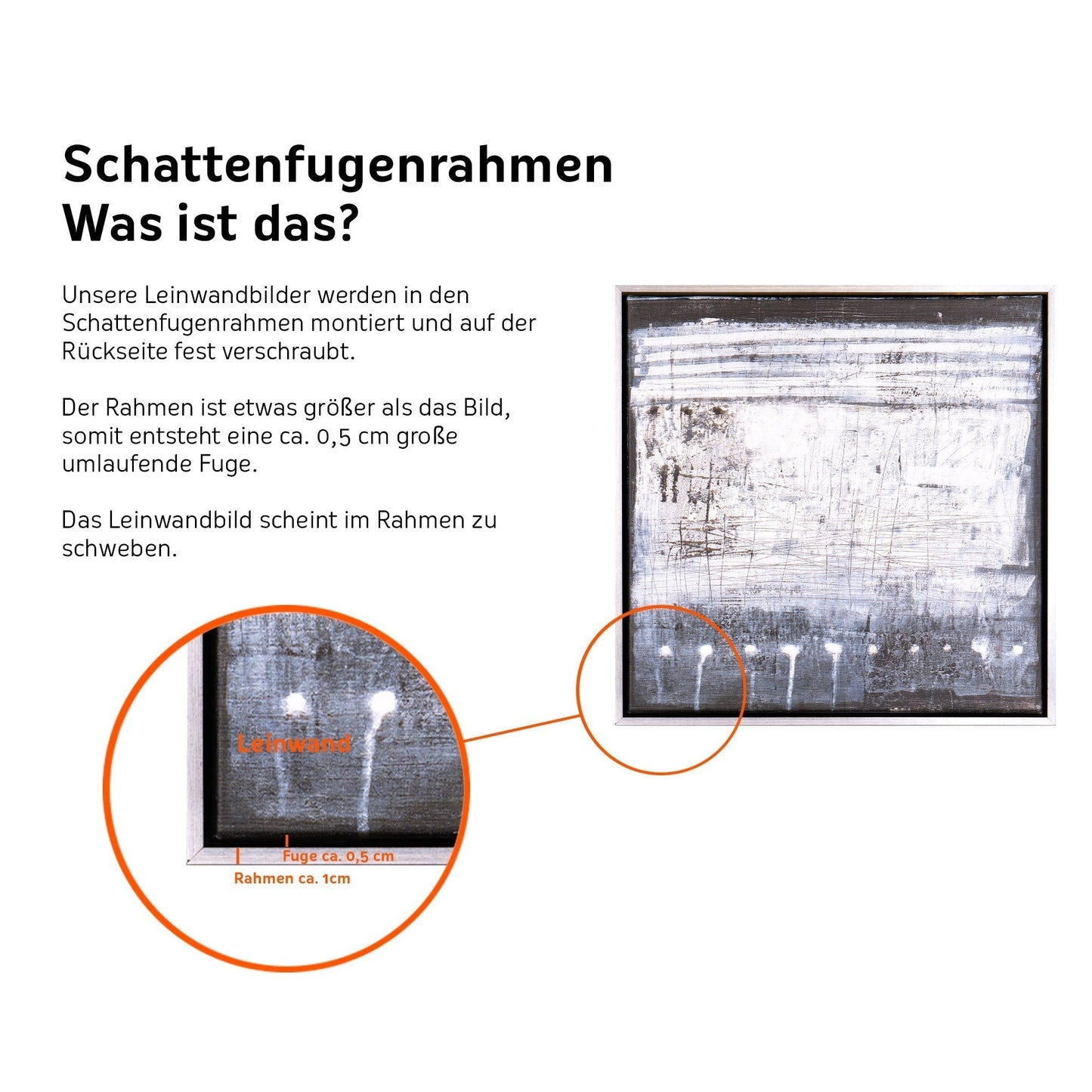 Leinwandbild mit Schattenfugenrahmen - Vetus Rami 50x50cm