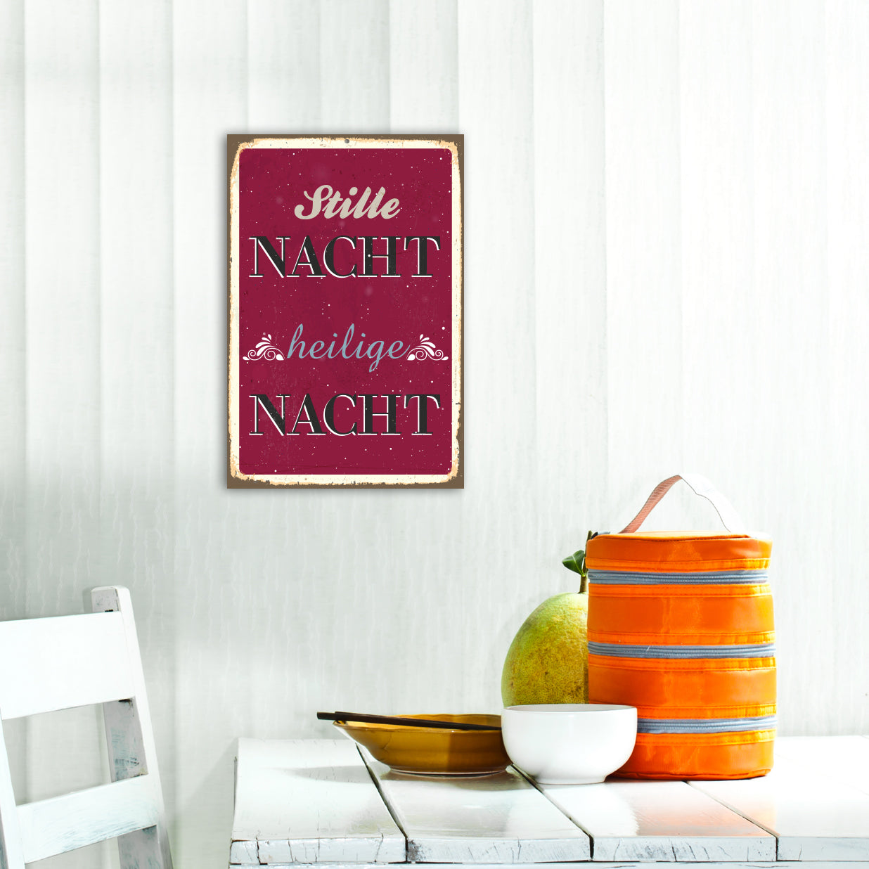 Blechschild - Stille Nacht heilige Nacht Wohnbeispiel