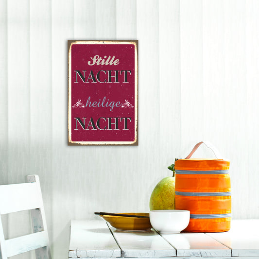 Blechschild - Stille Nacht heilige Nacht Wohnbeispiel