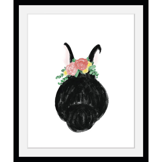 Rahmenbild -  Schwarzer Hase mit Blumen