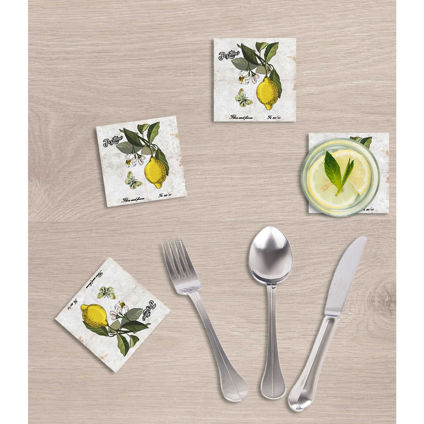 Steinuntersetzer-Set - Citrus Wohnbeispiel