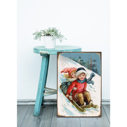 Blechschild - Schlitten fahren Wohnbeispiel