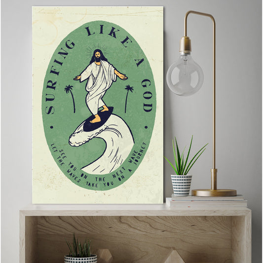 Blechschild - Surfing Like A God Wohnbeispiel