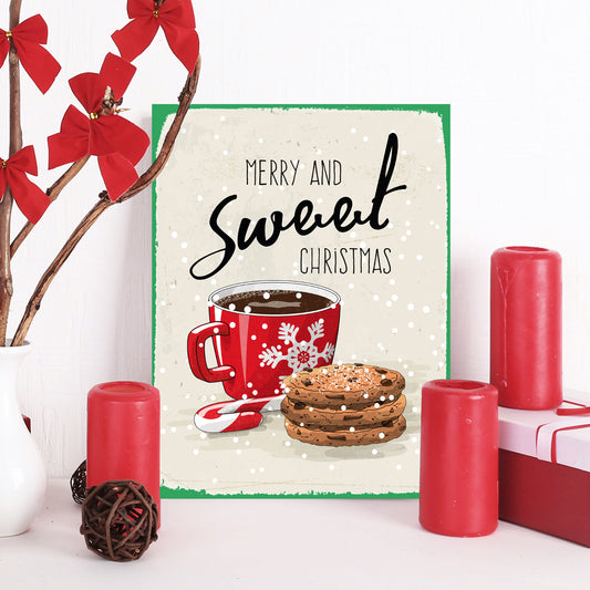 Blechschild - Merry And Sweet Christmas Wohnbeispiel