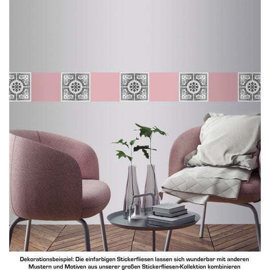 Stickerfliesen - Color Powder Rose 12er-Set Wohnbeispiel