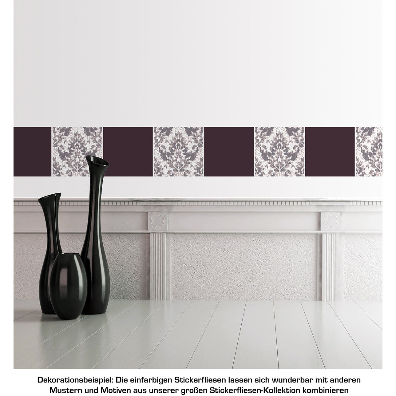 Stickerfliesen - Color Aubergine 12er-Set Wohnbeispiel