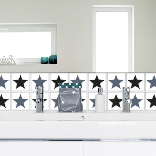 Stickerfliesen - Stars 12er-Set Wohnbeispiel