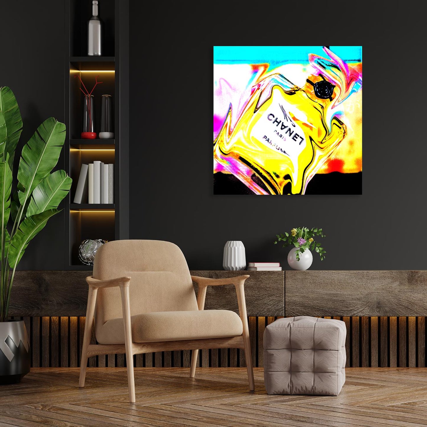 Acrylglasbild - Yellow Parfum Wohnbeispiel