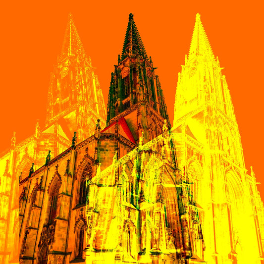 Acrylglasbild - Münster Lamberti Kirche Orange