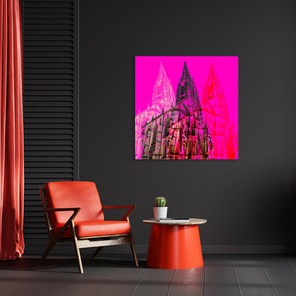 Acrylglasbild - Münster Lambertikirche Pink