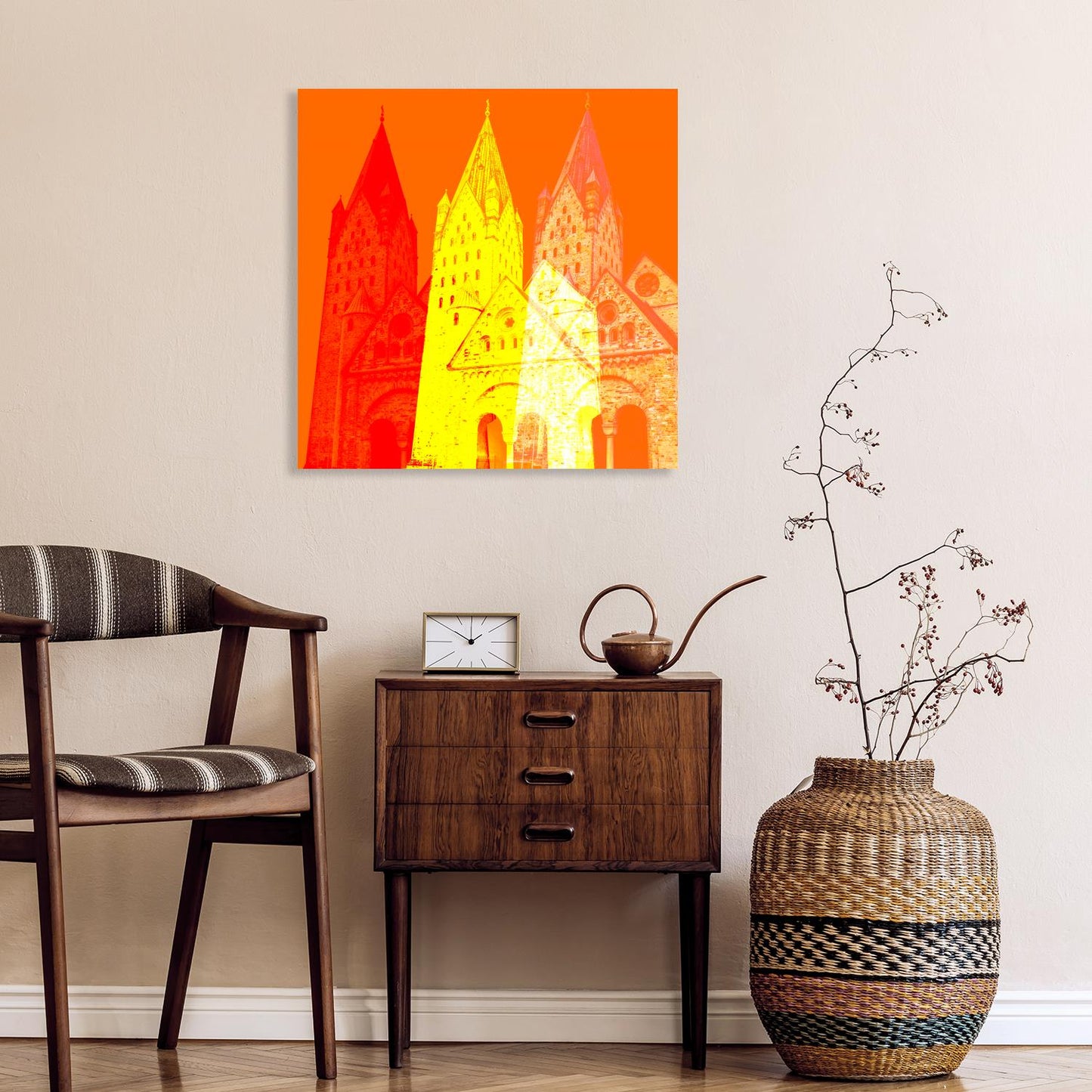 Acrylglasbild - Paderborn Dom Orange