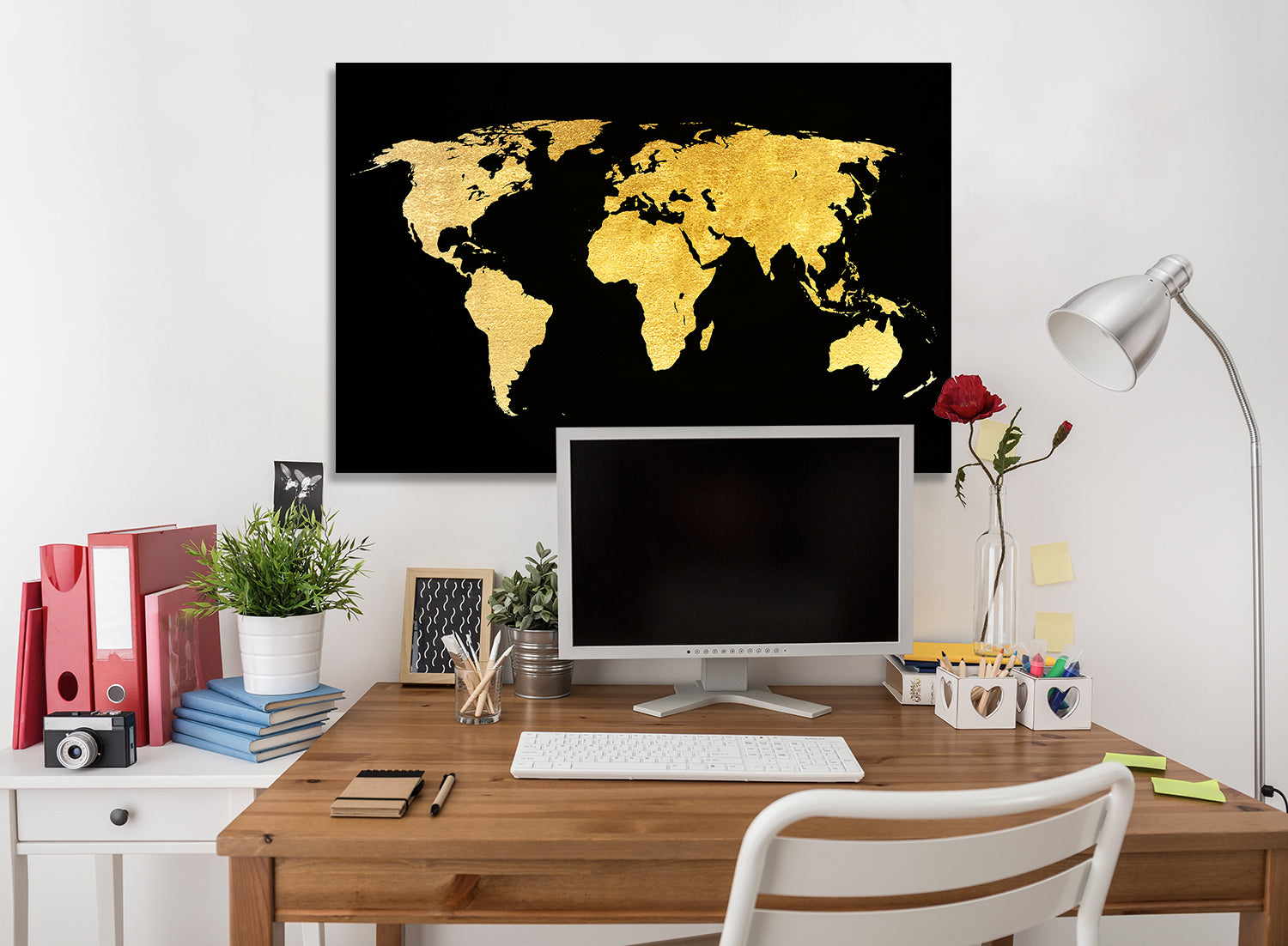 Blattgold Bild - World Map Wohnbeispiel