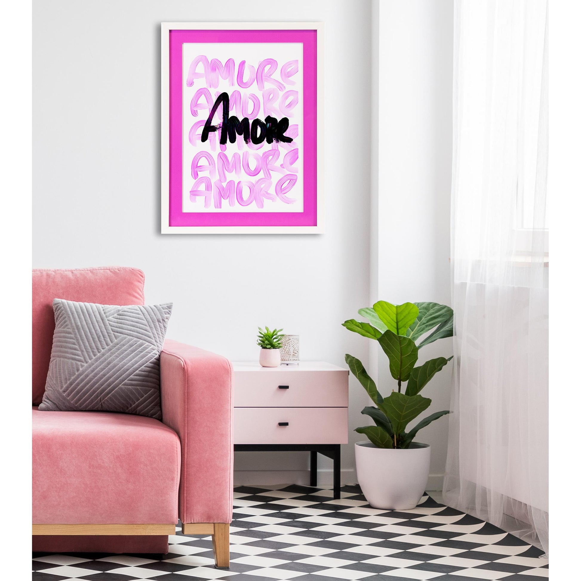 Rahmenbild mit Acrylpassepartout - Amor Amor Einrichtungsbeispiel