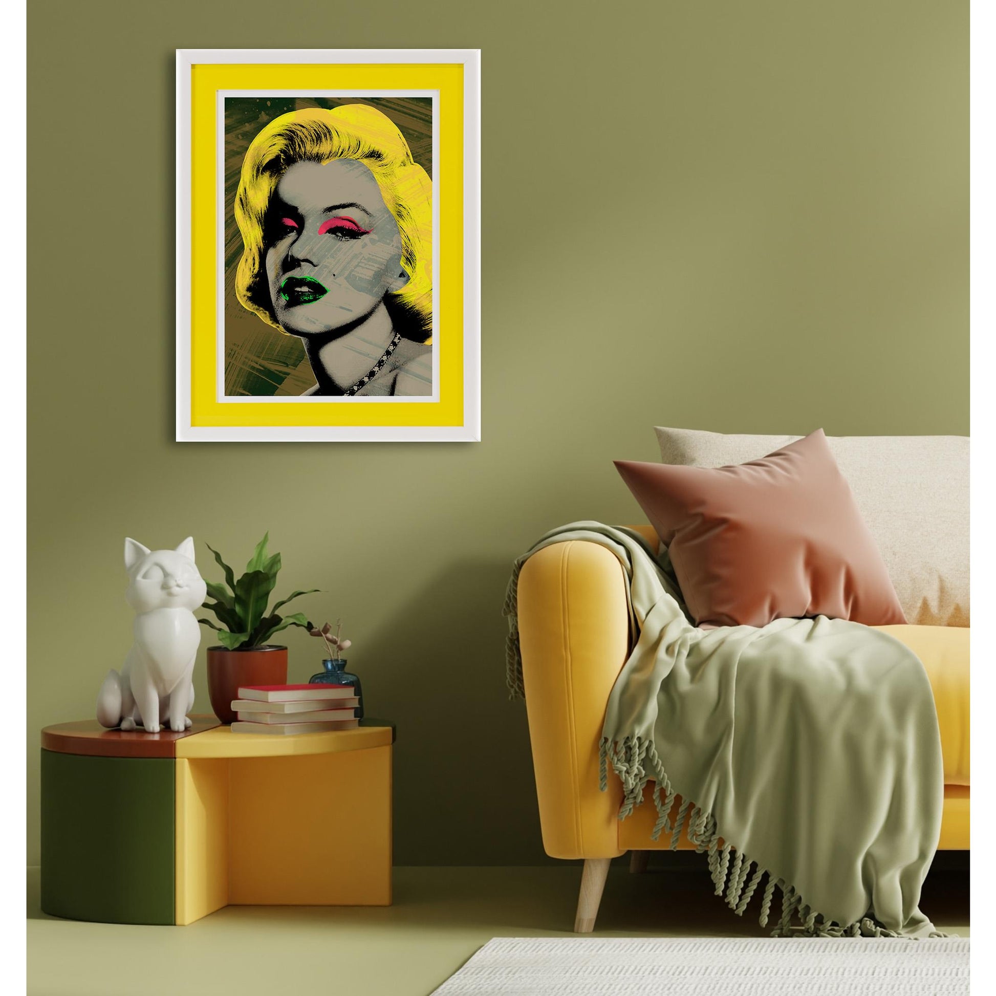 Rahmenbild mit Acrylpassepartout - Marilyn Yellow Einrichtungsbeispiel