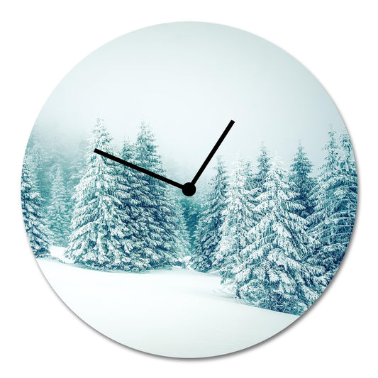 Snowy Firs Acrylglas-Uhr