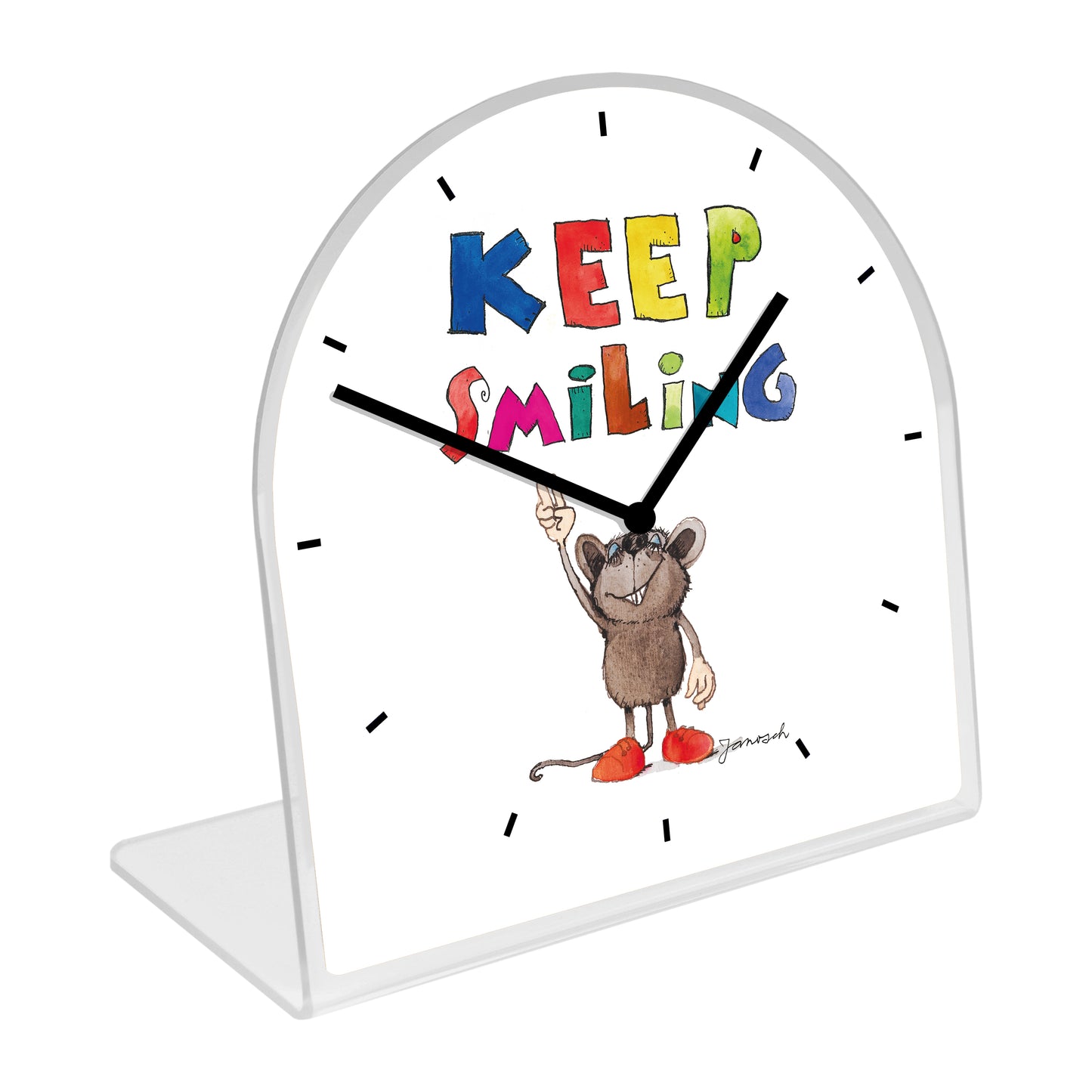 Janosch Acrylglas-Uhr - Keep Smiling
