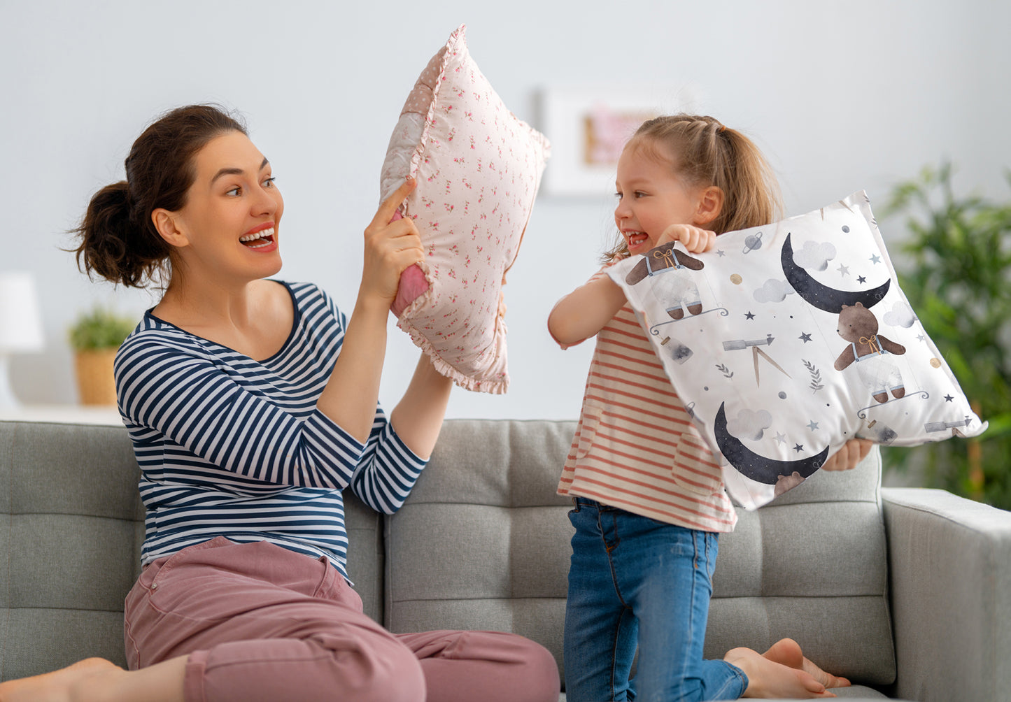 Taie d'oreiller - Ours, Lune et Étoiles