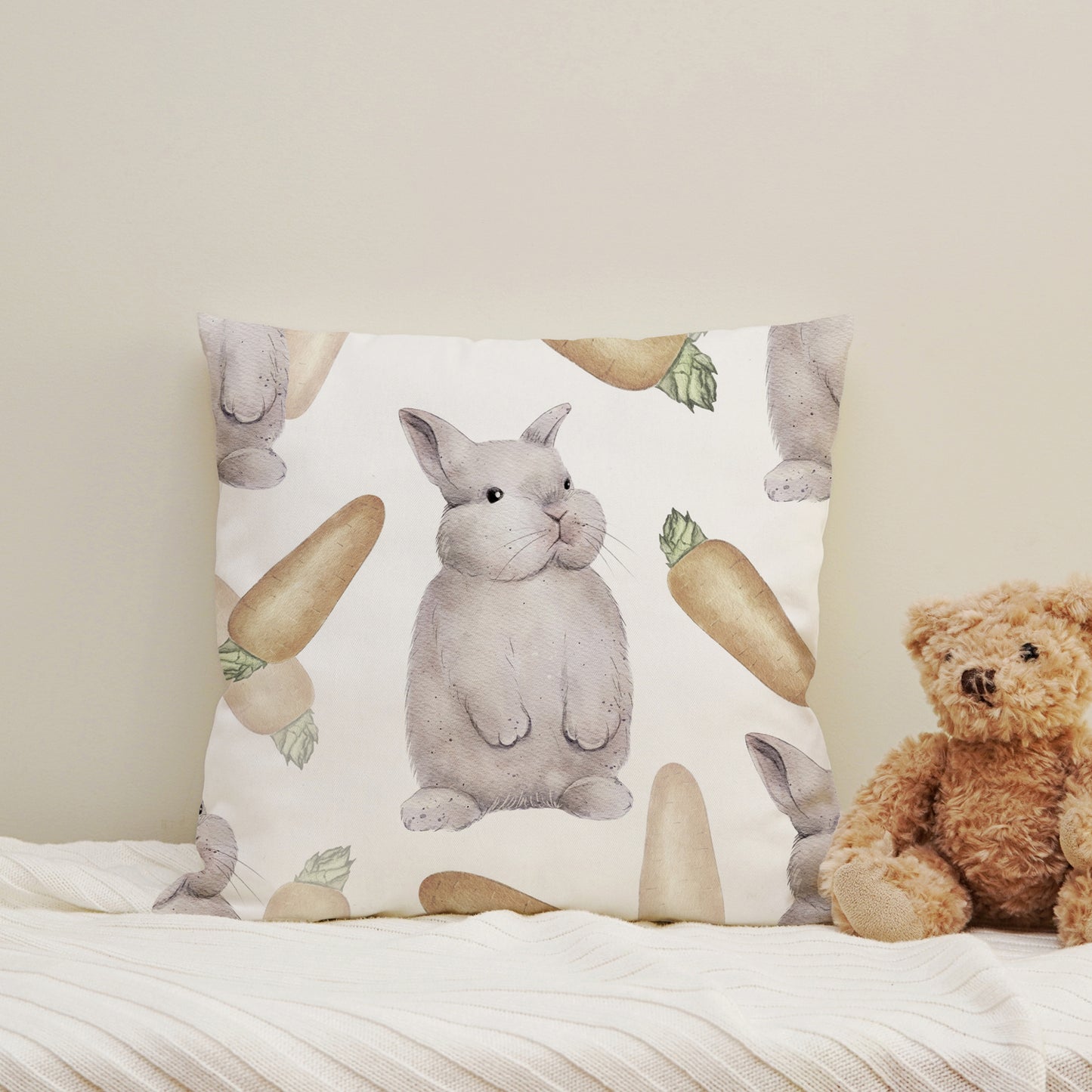 Taie d'oreiller - Lapins et carottes