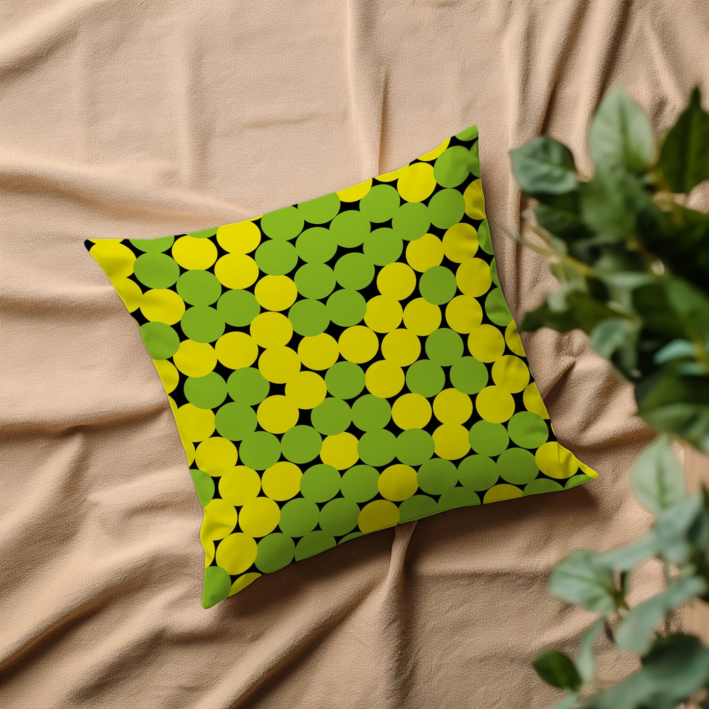 Kissenbezug - Grüne und Gelbe Kreise