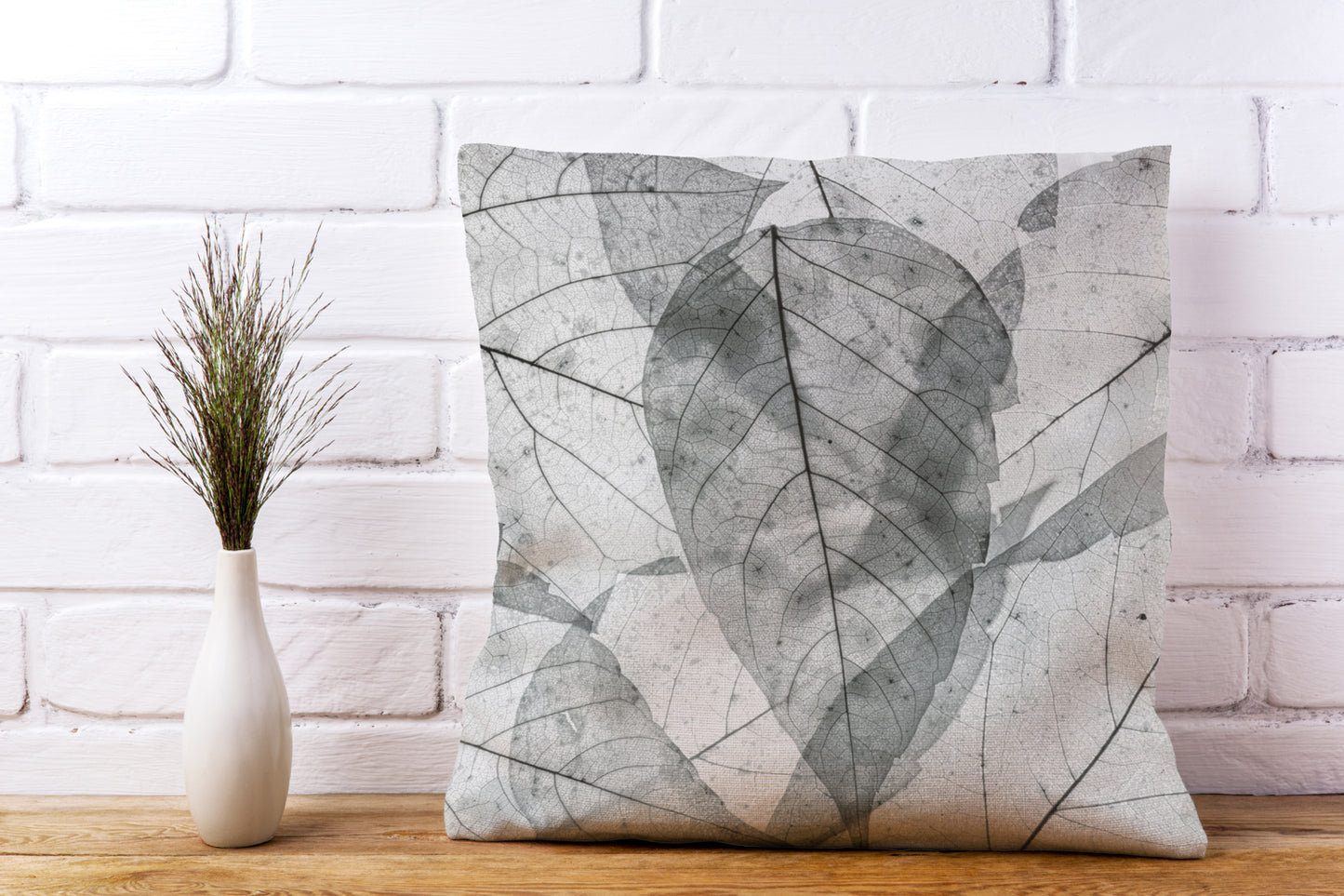 Kissenbezug - Blatt-Textur Grau