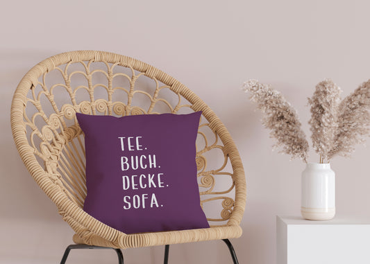 Kissenbezug - Tee Buch Decke Sofa