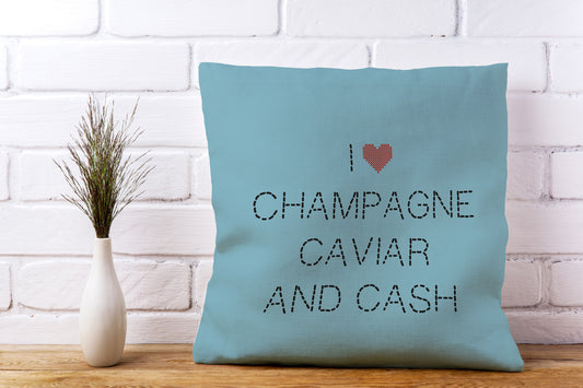 Kissenbezug - I love Champagne Caviar Cash
