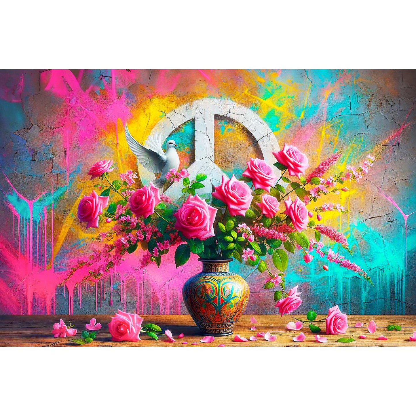 Acrylglasbild - Blumen, Farben und Frieden Detail