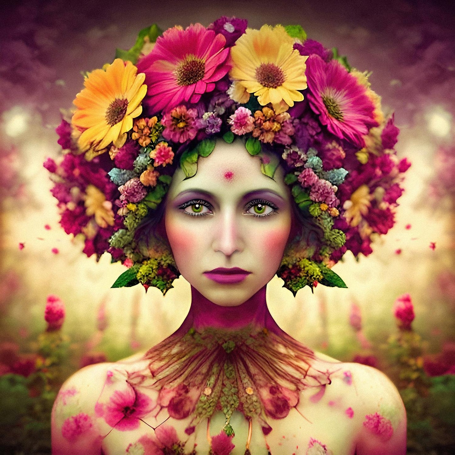 Acrylglasbild - Blumenfrau