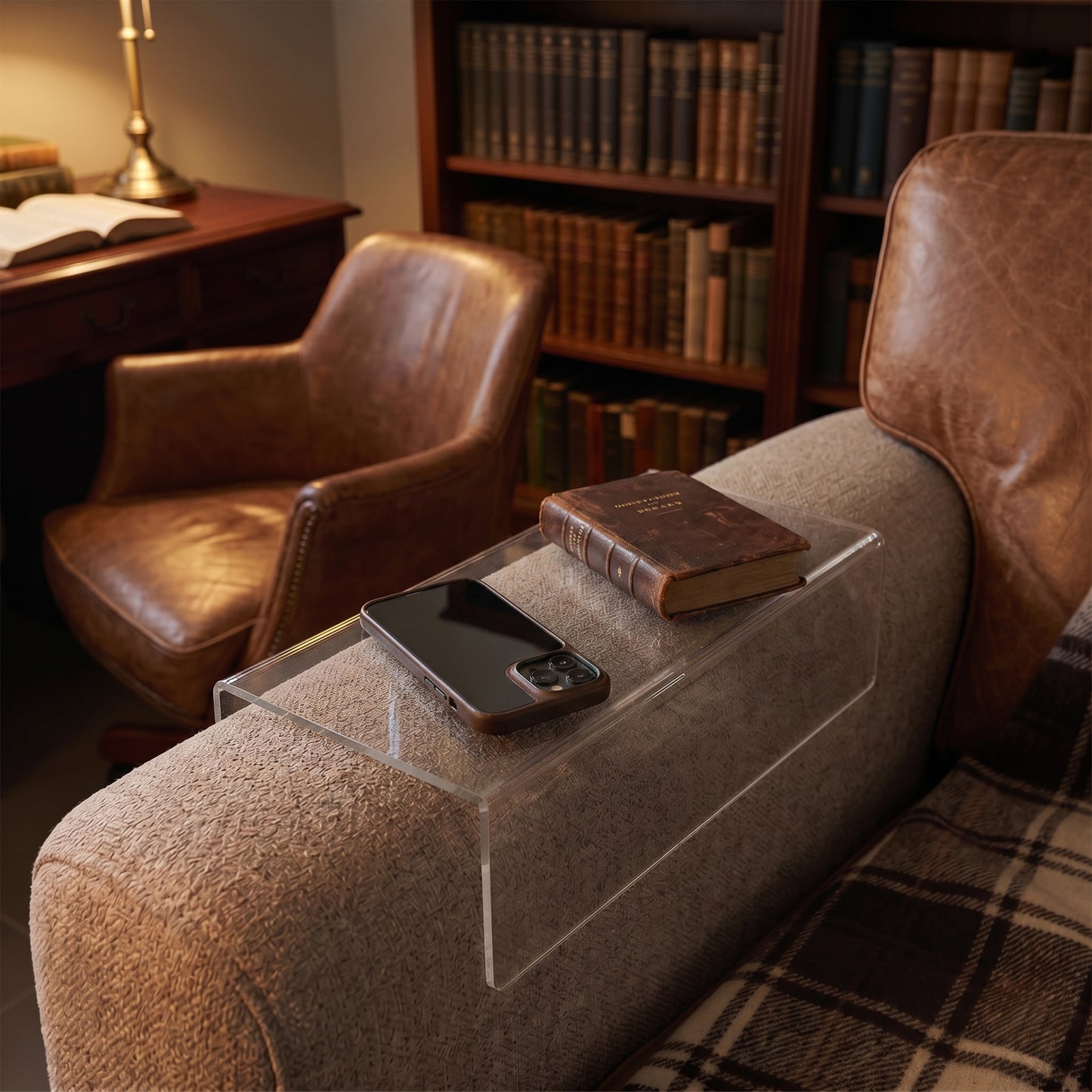 Beistelltisch Ablagefläche für Sofalehne, Tablett, Tisch, Acrylglas Sofa