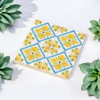 Steinuntersetzer-Set - Yellow and Blue Summer