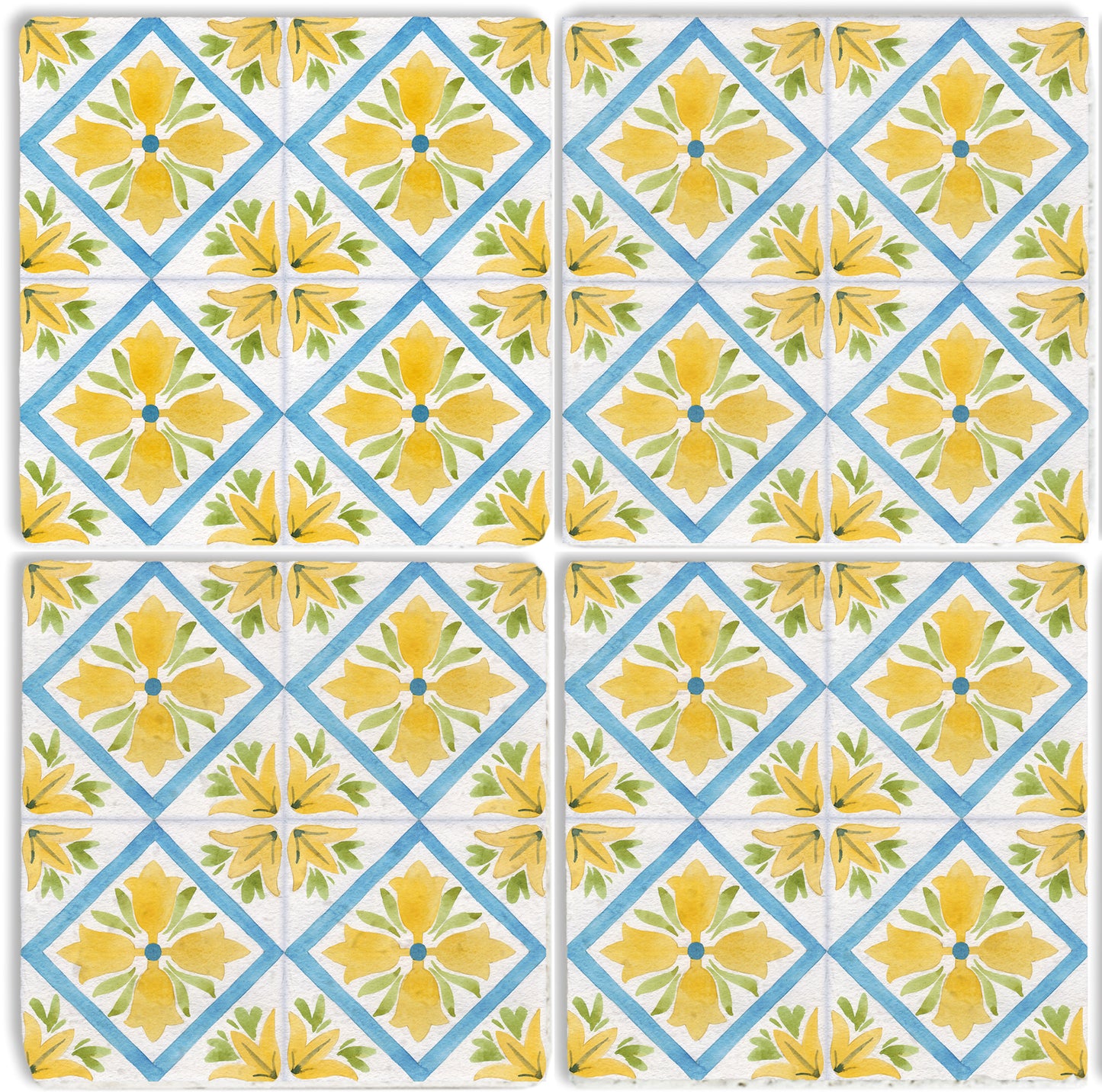 Steinuntersetzer-Set - Yellow and Blue Summer