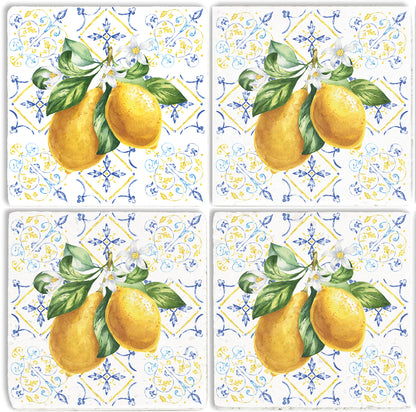 Steinuntersetzer-Set - Italienische Zitrone